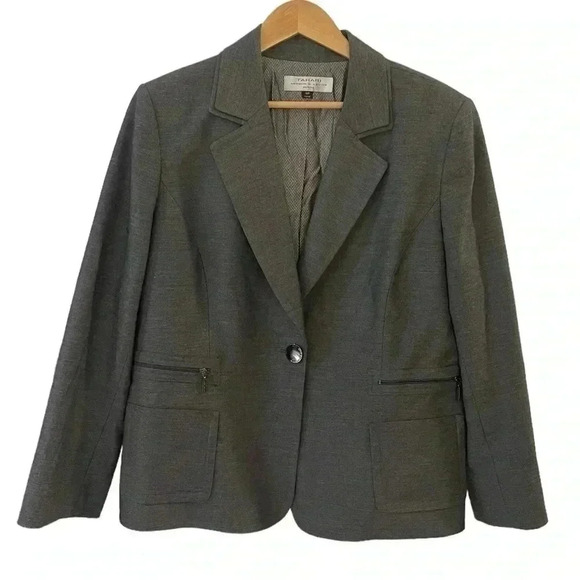 Tahari one button blazer gray petite 10 - Picture 1 of 9